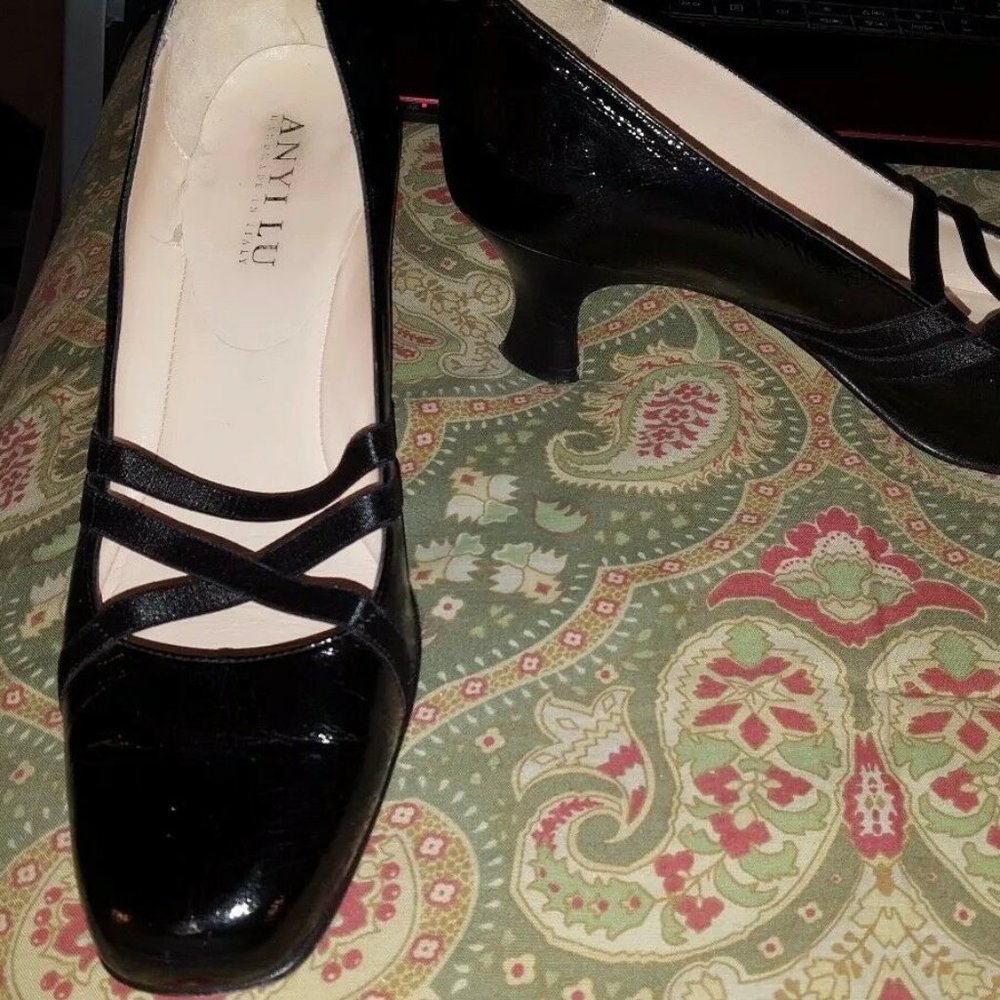 Anyi Lu 41 9.5 black Italian Italian leather pumps heels shoes